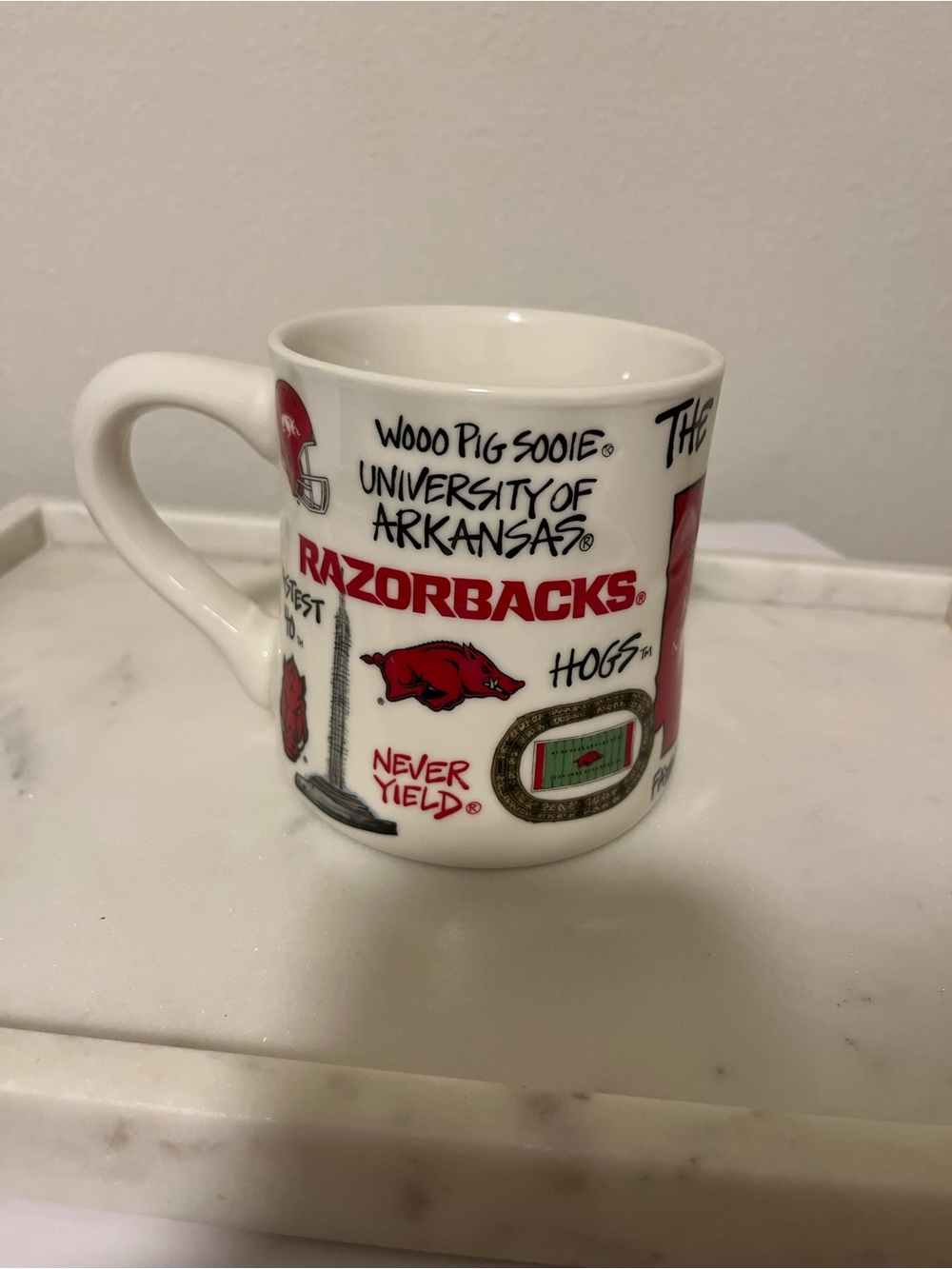 University of Arkansas Razorbacks White & Red Ceramic Mug